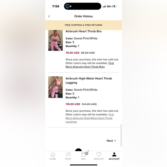 Alo Sweet Pink Airbrush High-Waist Heart Throb Leggings and Bra - Picture 5 of 5